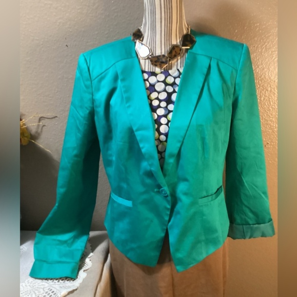 Halogen Women's Assymetrical Blue Teal Blazer